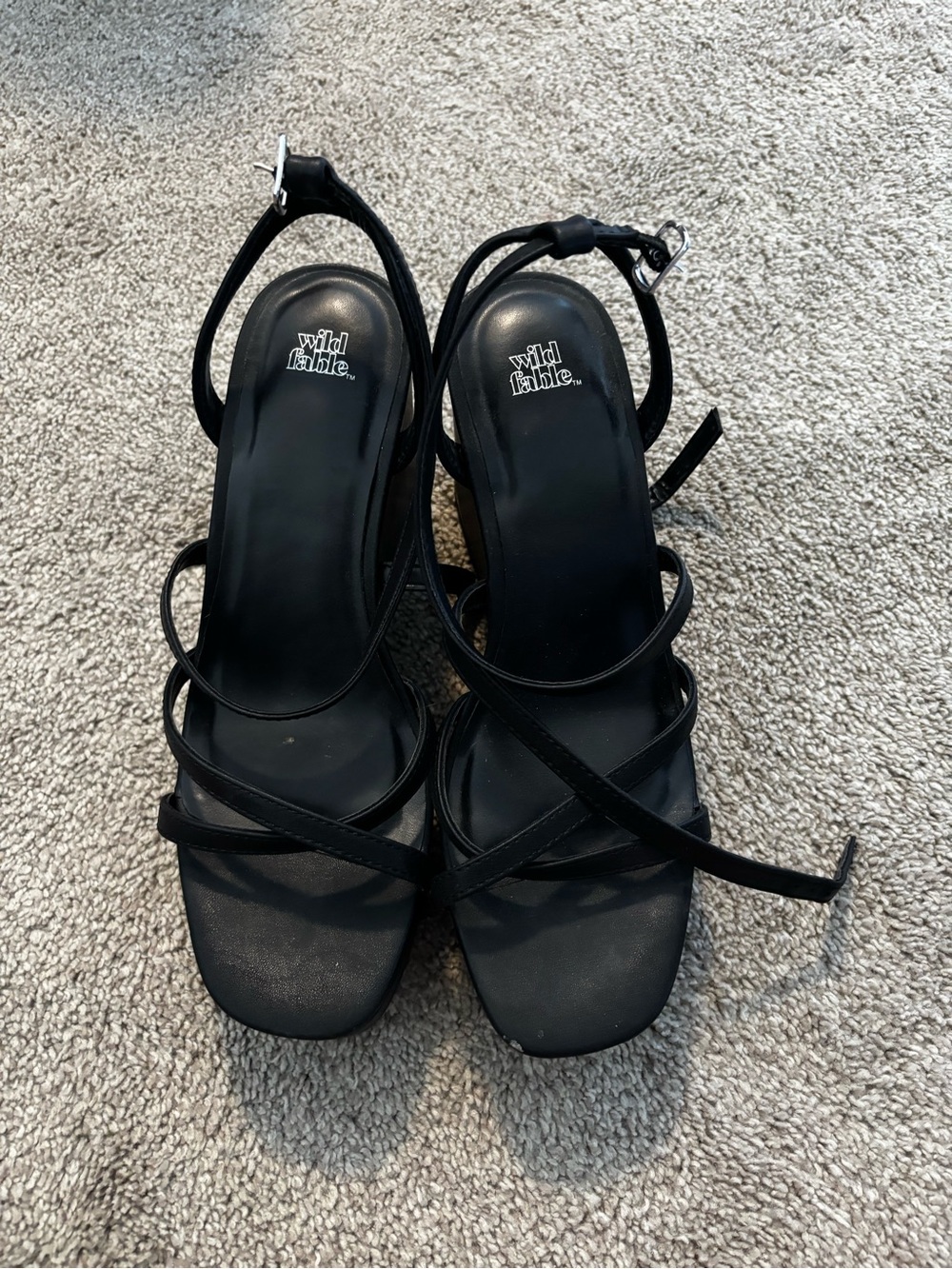 wild fable Black Strappy Heeled Sandals